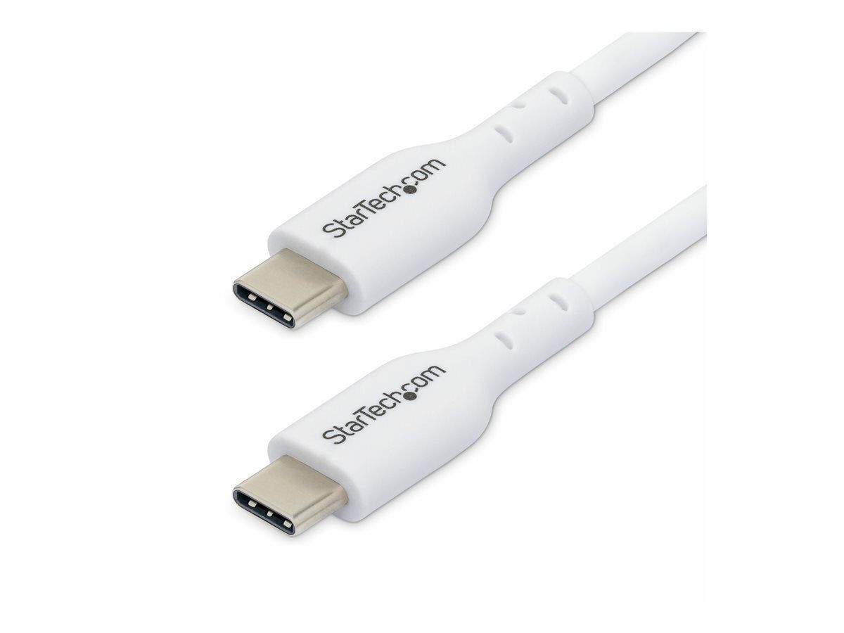 StarTech.com 2m (6.6ft) White USB-C Charging Cable, USB C Cable, USB 2.0 Type-C Laptop Charger Cord, 60W 3A Power Delivery, TPE Jacket, USB-C Data Transfer Cable, M/M