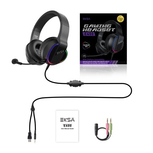 EKSA E400 Stereo Surround Sound Over-Ear Wired Gaming Headset - Black EKSA E400 Stereo Surround Sound Over-Ear Wired Gaming Headset - Black