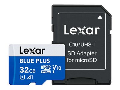 Lexar Micro SDHC Blue Plus UHS-I 32GB V10 Read 100MB/s with SD adapter Lexar Micro SDHC Blue Plus UHS-I 32GB V10 Read 100MB/s with SD adapter