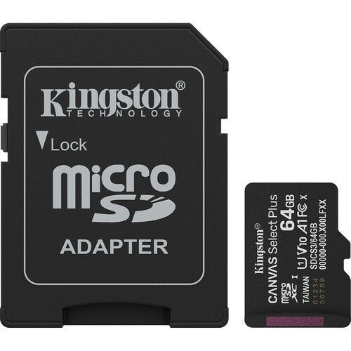Kingston 64GB Canvas Select Plus UHS-I microSDXC Memory Card with SD Adapter Kingston 64GB Canvas Select Plus UHS-I microSDXC Memory Card with SD Adapter