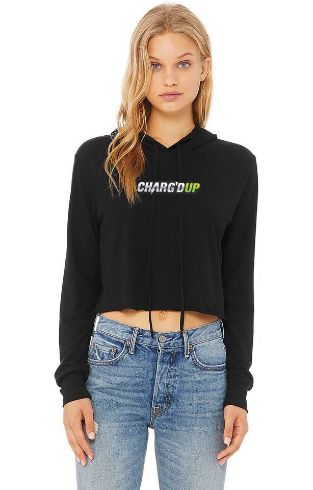 CHARG’D UP Ladies Cropped Long Sleeve Hooded TShirt