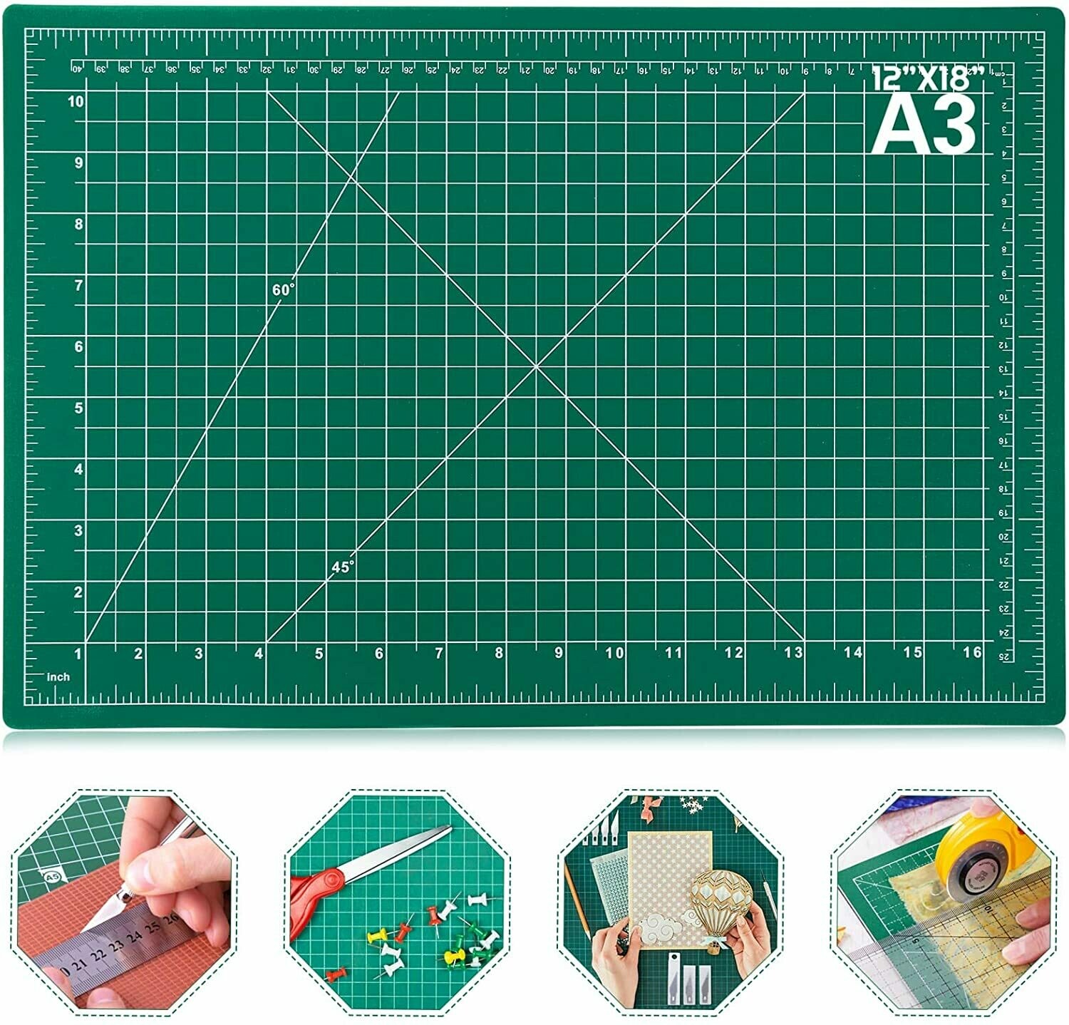 Craft Cutting Mat Cutting Mat Self Healing Crafting Mat Sewing Mat Cutting  Self Healing Mat Reversible Mats 12 X 18 Green on One Side 