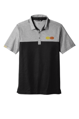 Hunters HD Gold TravisMathew Oceanside Blocked Performance Polo Black Heather/Black