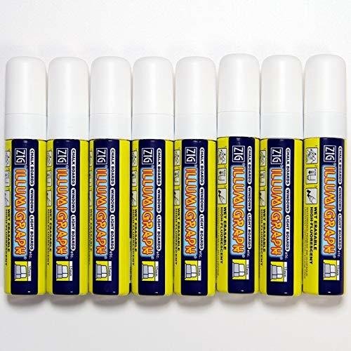 Illumigraph chalk pens (White) set of 8 15mm chisel tip