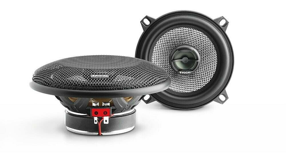 Pair of Focal Access 5.25-inch coaxial speakers, with and without grille