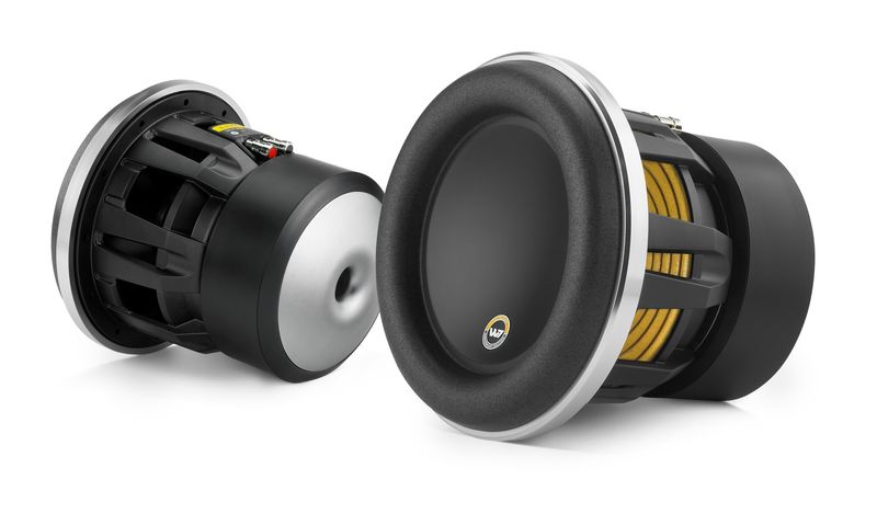 JL Audio 8W7AE-3 Anniversary Edition 8-Inch 3-Ohm SVC Subwoofer, front-right side and rear-right side
