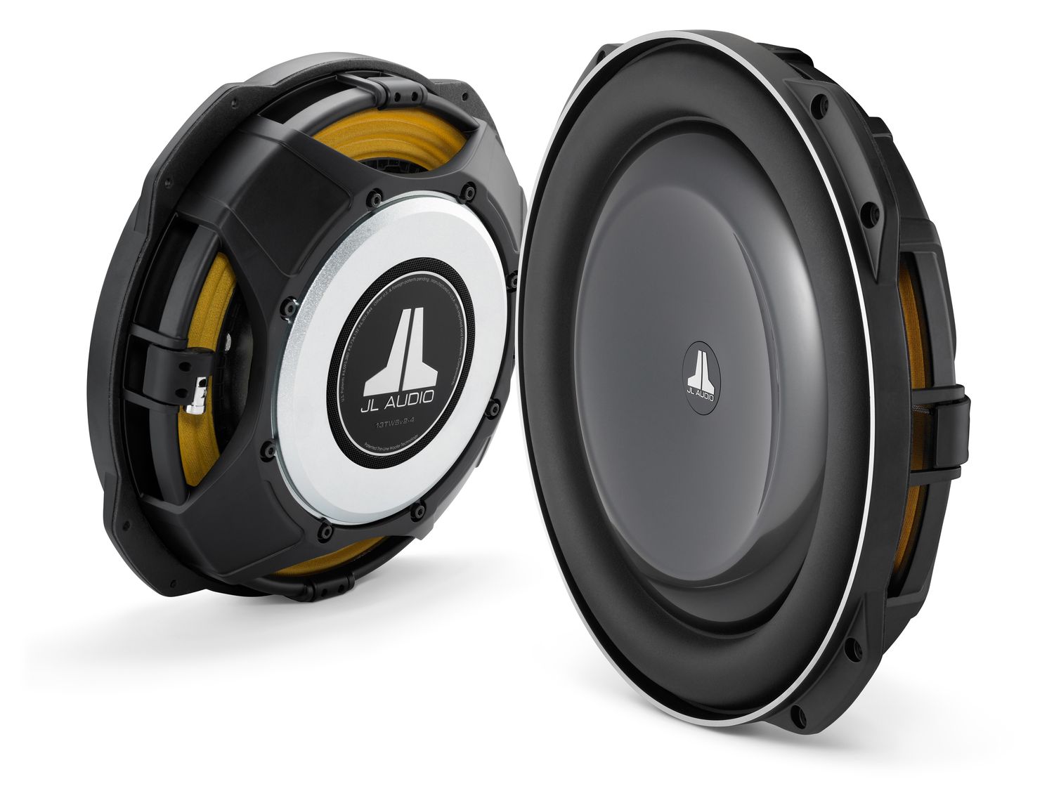 13TW5v2-2 13.5-Inch 2-Ohm Subwoofer, front-side and rear-side (4-Ohm model shown)