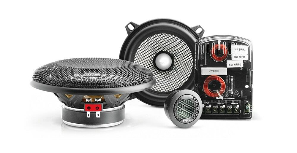 Pair of Access Focal 5.25-inch coaxial speakers, with and without grilles, tweeter and box of kit c…
