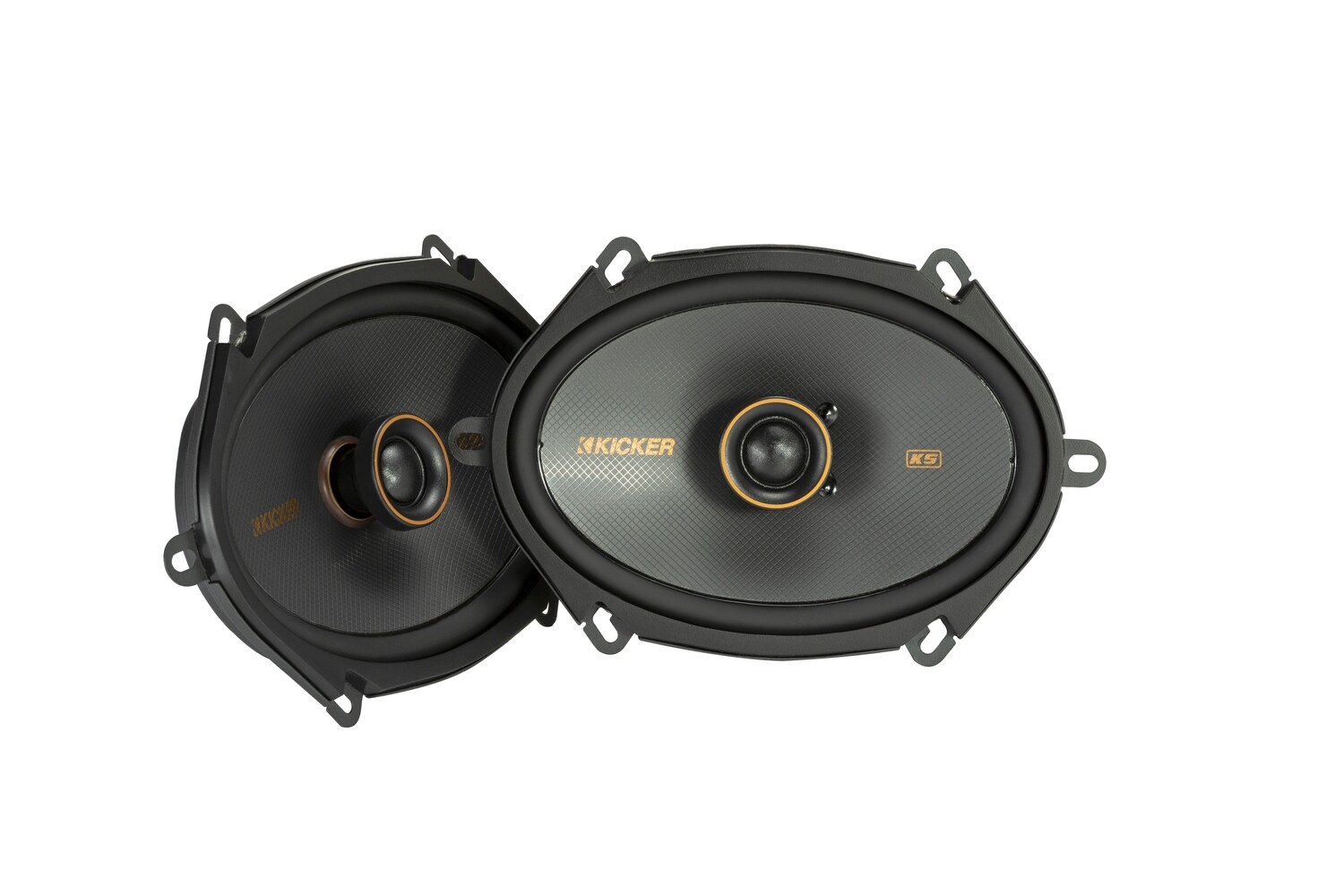 Kicker KSC680 6X8-Inch Coaxial Speakers, pair, front and front-side