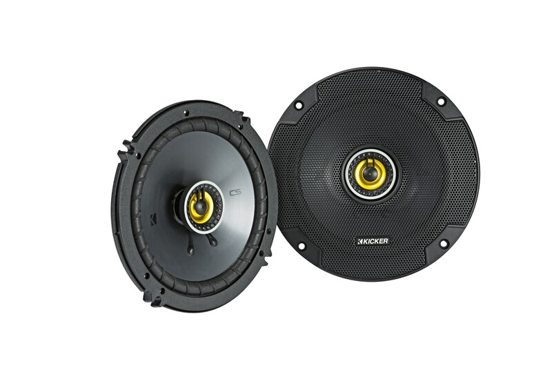 Kicker CSC654 6.5-inch coaxial speakers, pair, one front, with steel mesh grille, one front-side, w…