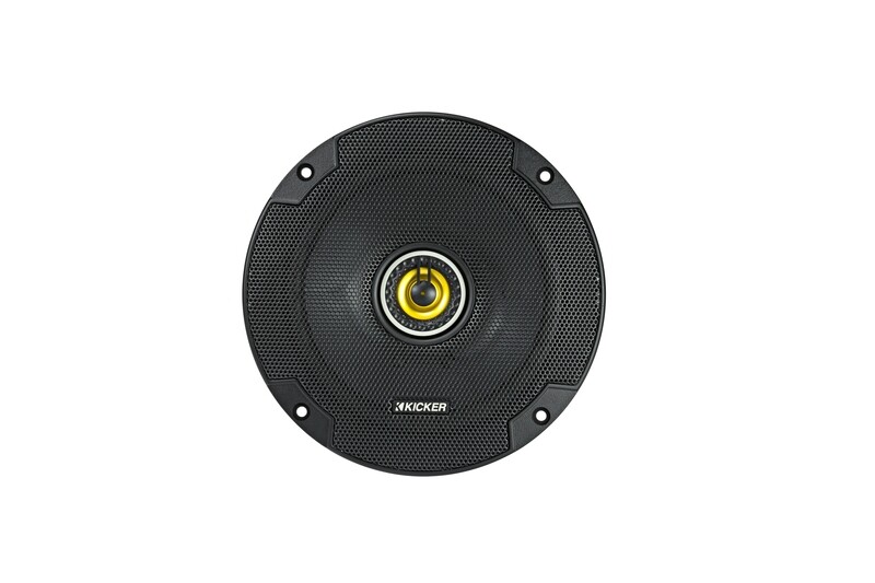 Kicker CSC654 6.5-inch coaxial speaker, front, with steel mesh grille