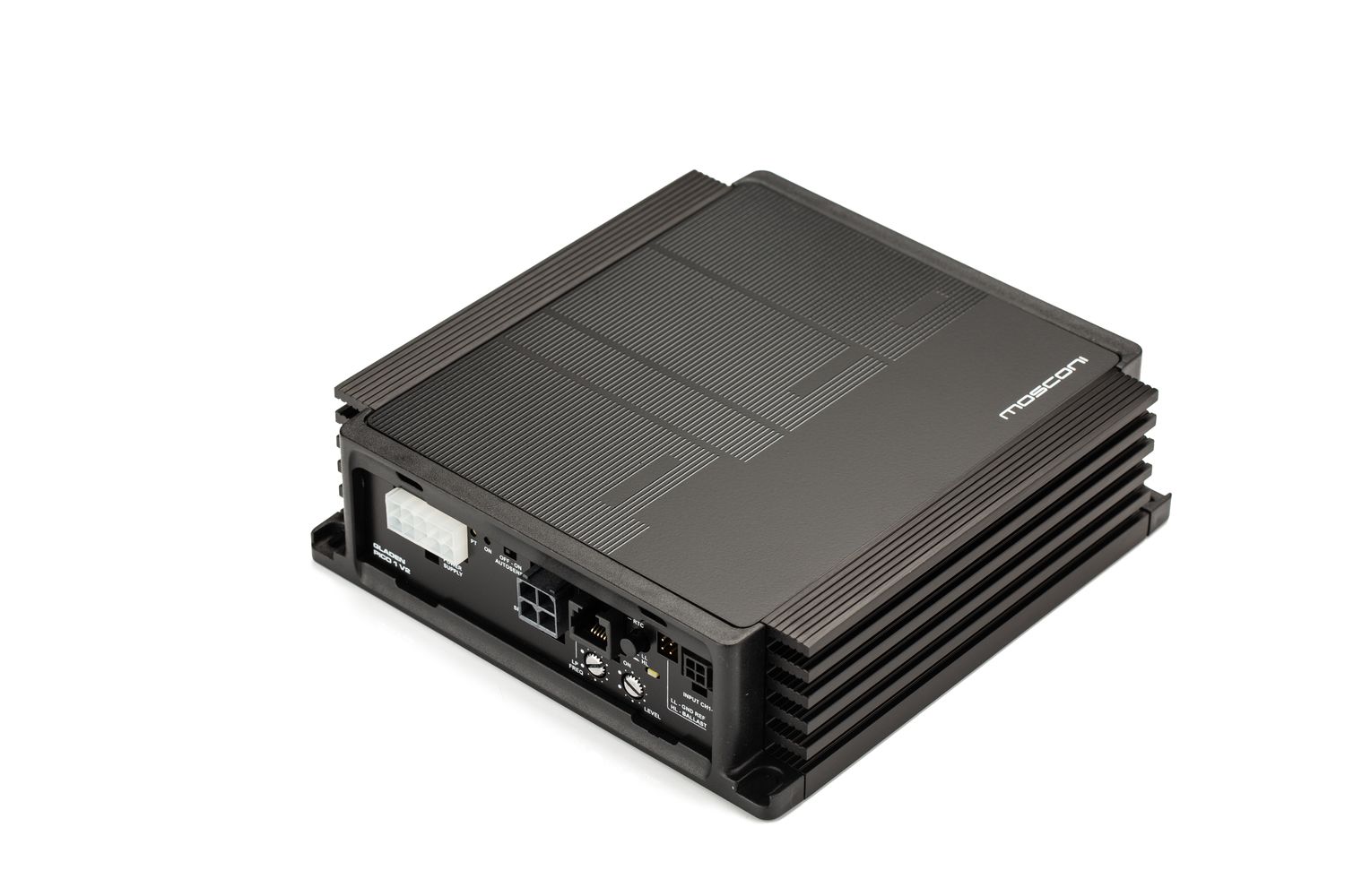 Mosconi PICO 1-V2 - 1-Channel Amplifier, top-front oblique  