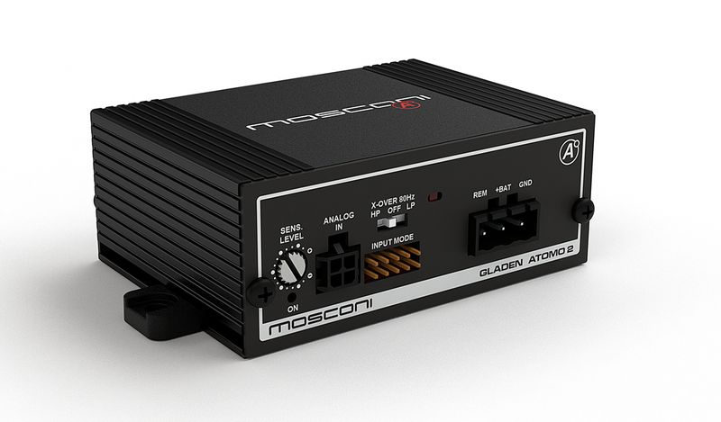 Mosconi ATOMO 2 2-Channel Amp, front angle