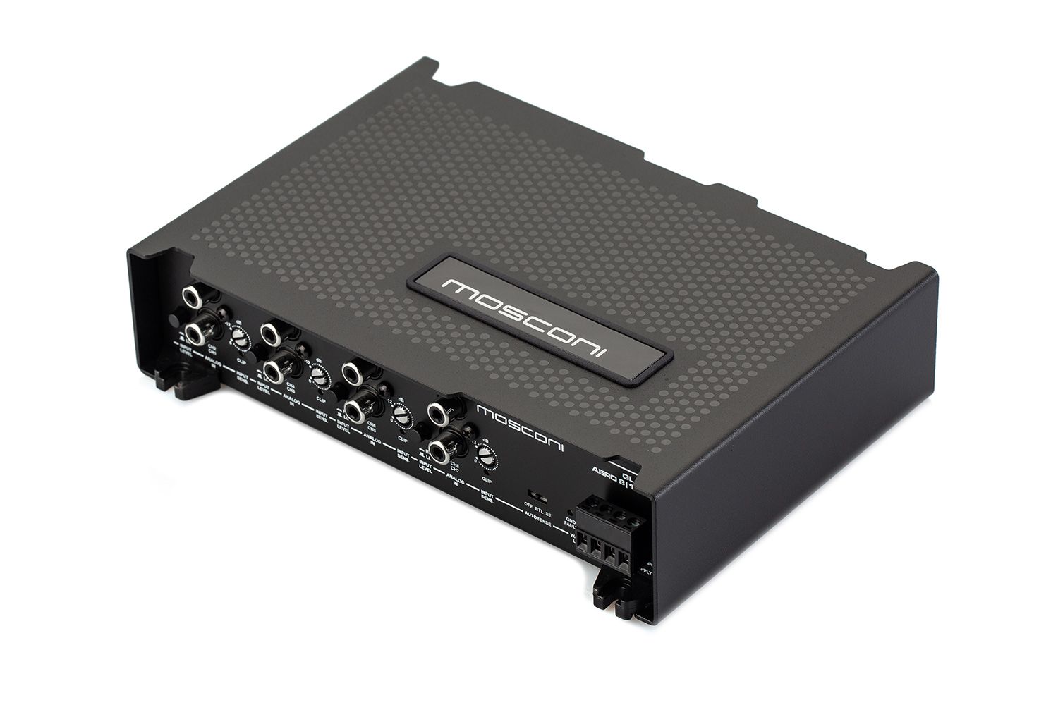 Mosconi AERO 8-12 DSP 8-Ch Amp, front-top angle