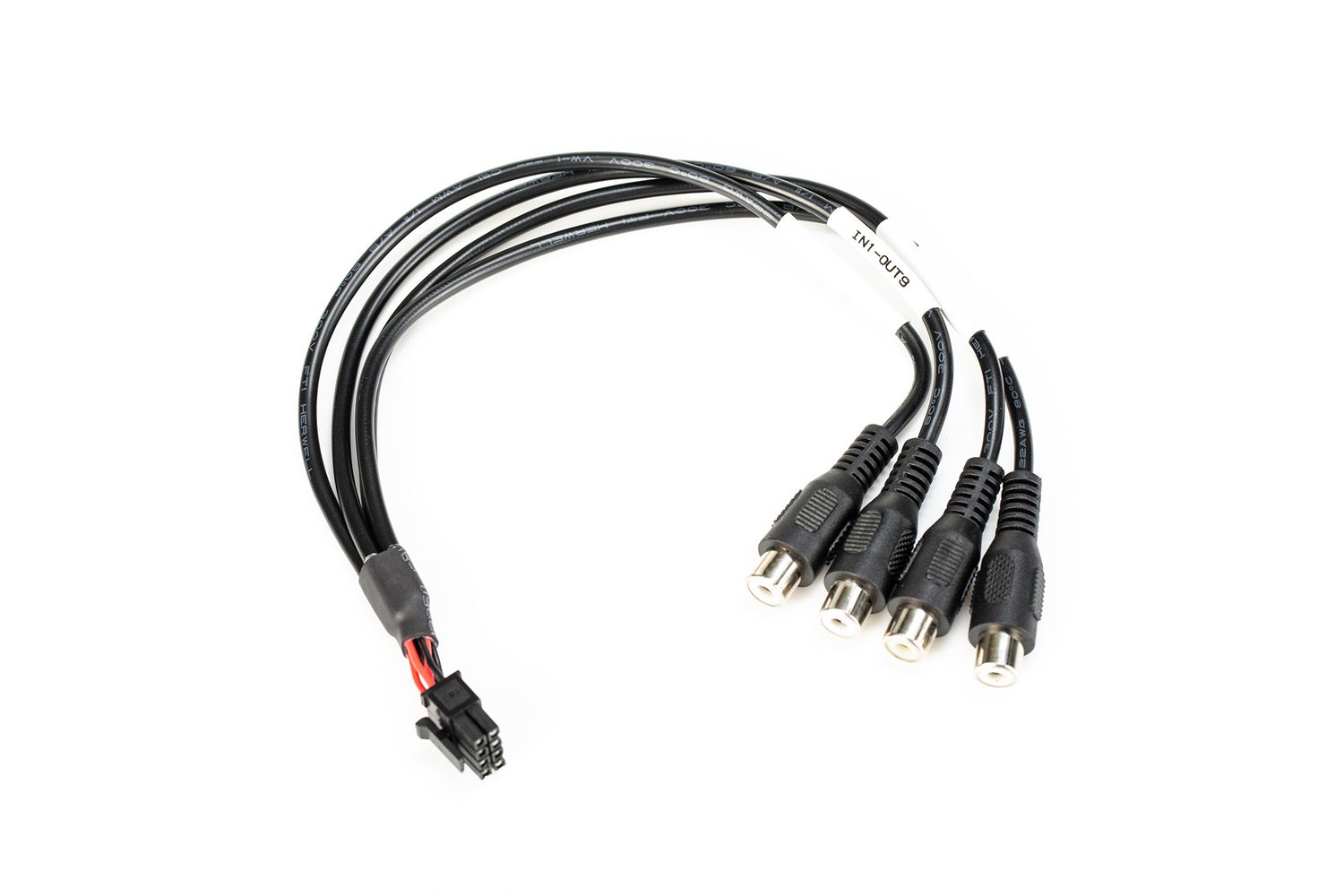 Mosconi EXT4-RCA cables with connections, top 