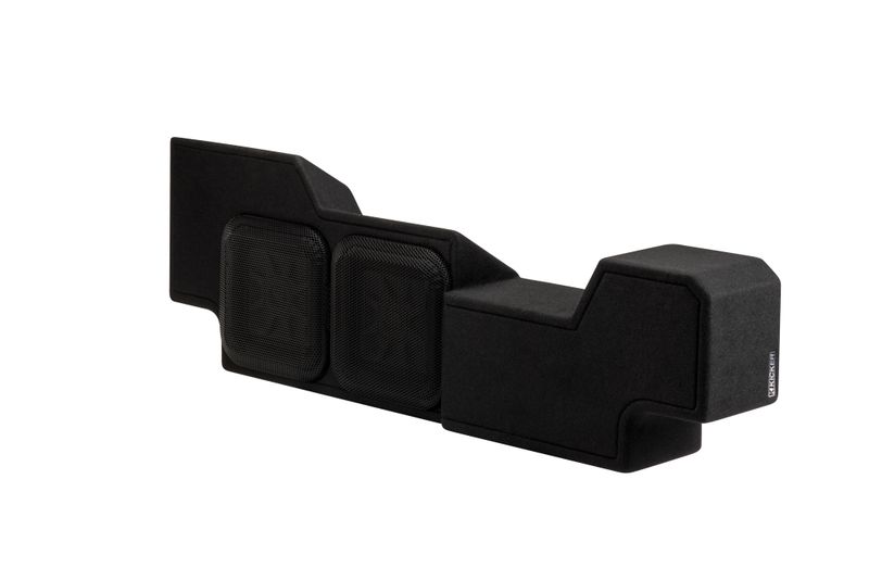 Kicker K5RDL7T10 Custom-fit L7T dual subwoofers, down-firing enclosures, front-angle