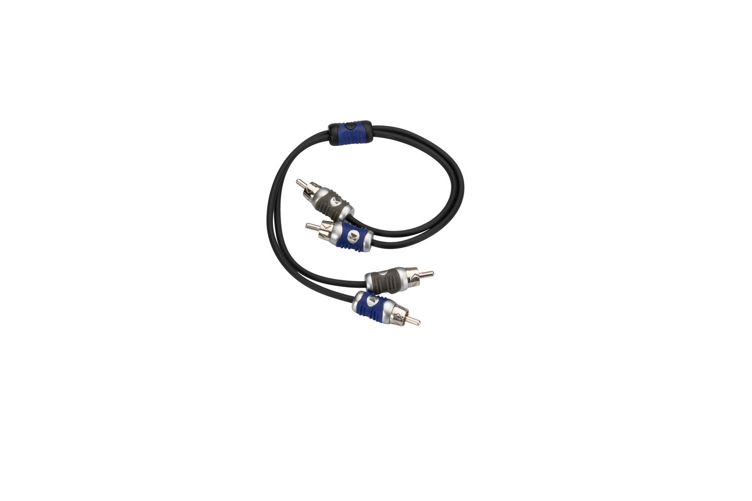Kicker QI203 Two-Channel Q-Series RCA Interconnect cable with four connections, top