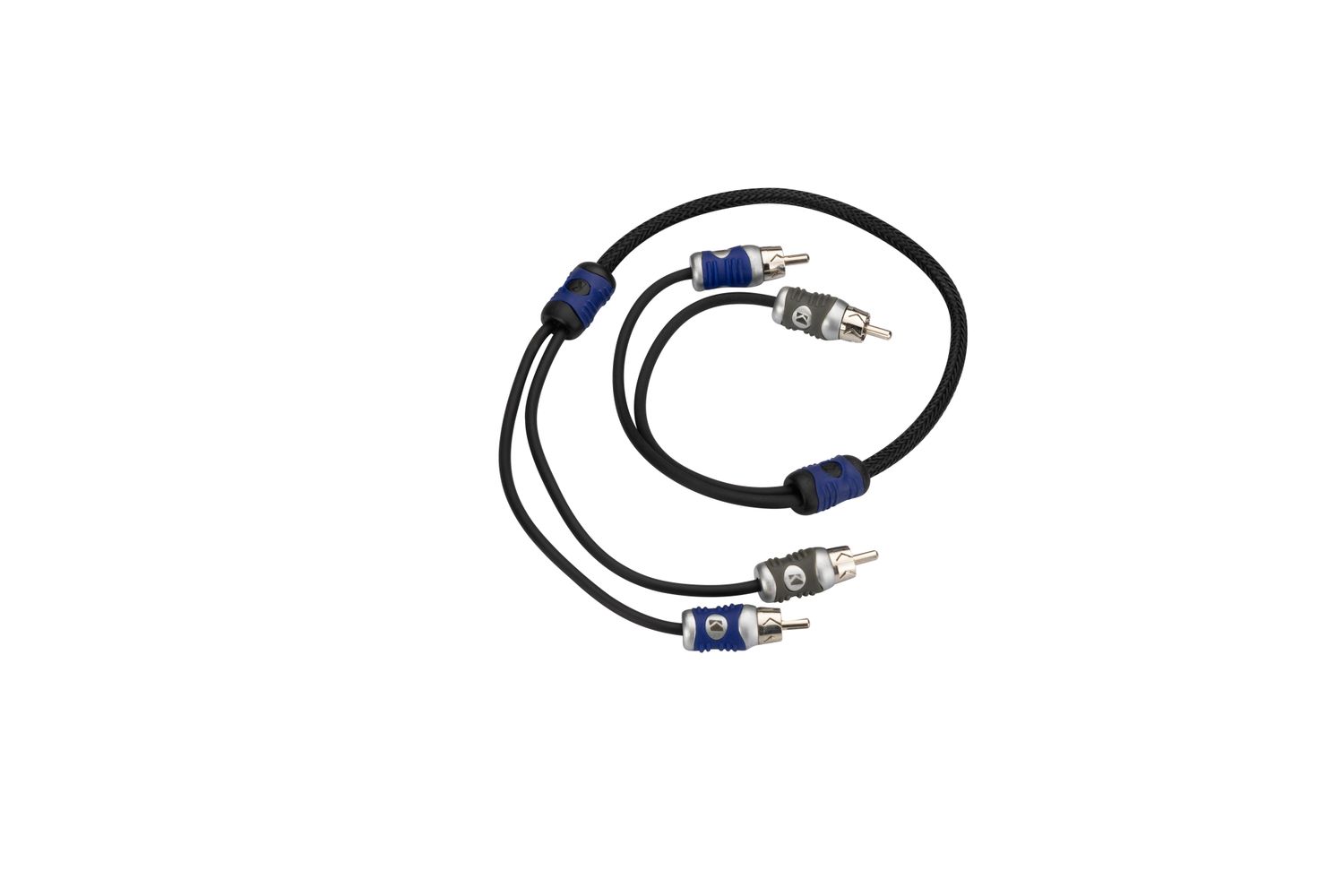 Kicker QI205 Two-Channel Q-Series RCA Interconnect cable with four connections, top