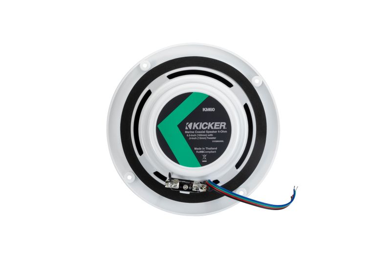 Kicker KM604WL Marine Coaxial Speakers, RGB LEDs, white, rear