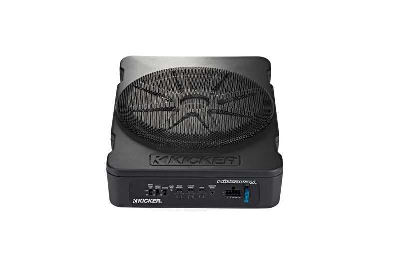 Kicker HS10 Hideaway Compact Powered Subwoofer, front-top