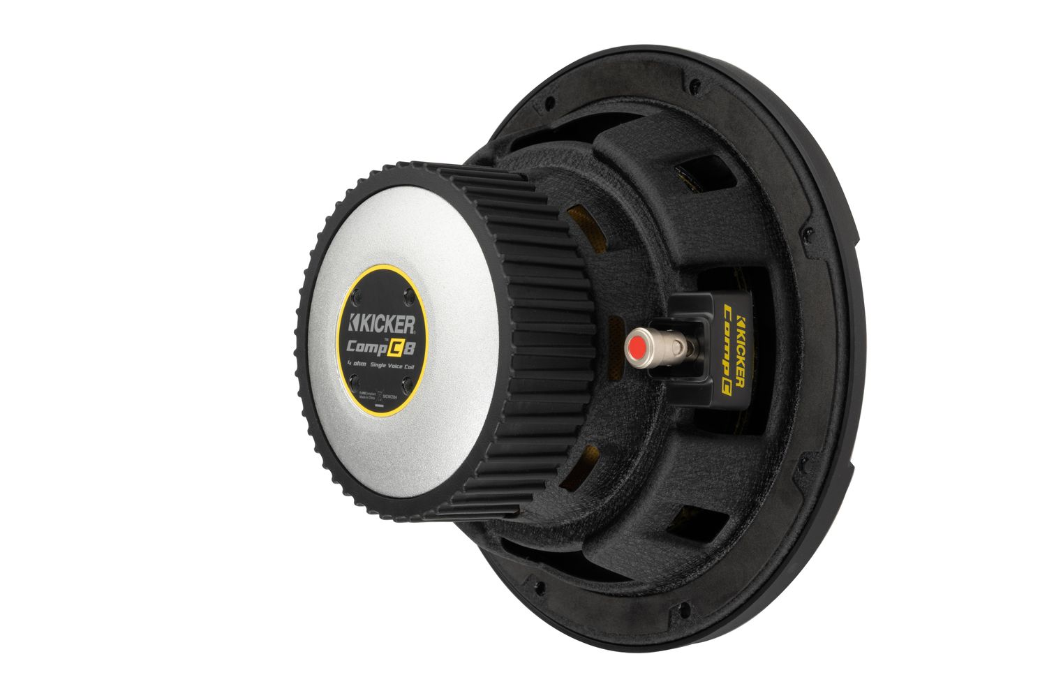 Kicker CWCD84 CompC 8-Inch 4-Ohm DVC Subwoofer, rear-angle