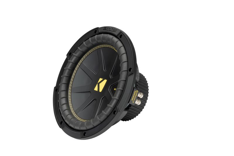Kicker CWCD104 CompC 10-Inch 4-Ohm DVC Subwoofer, front-side