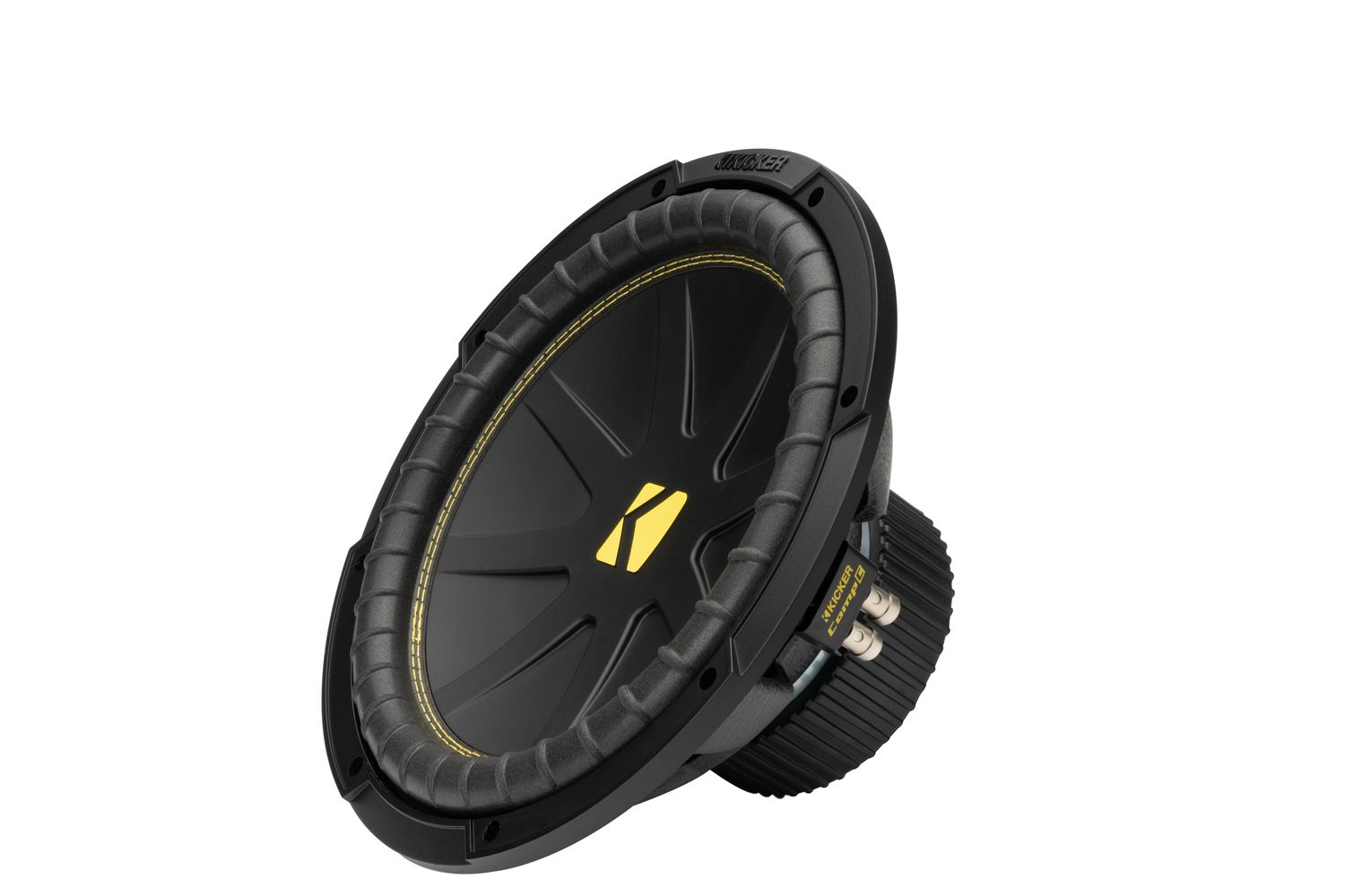 Kicker CWCD124 CompC 12-Inch 4-Ohm DVC Subwoofer, front-side
