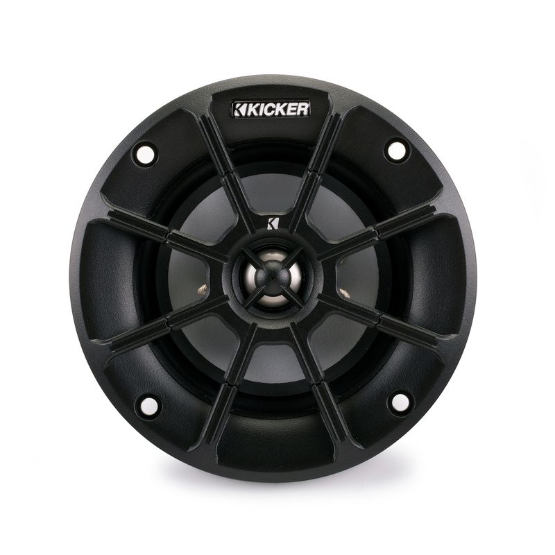 Kicker PS44 4-Inch Powersport Coaxial Speaker, front, with Kicker grille