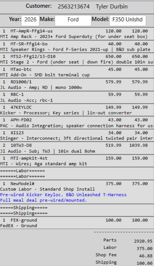 Tyler's build.