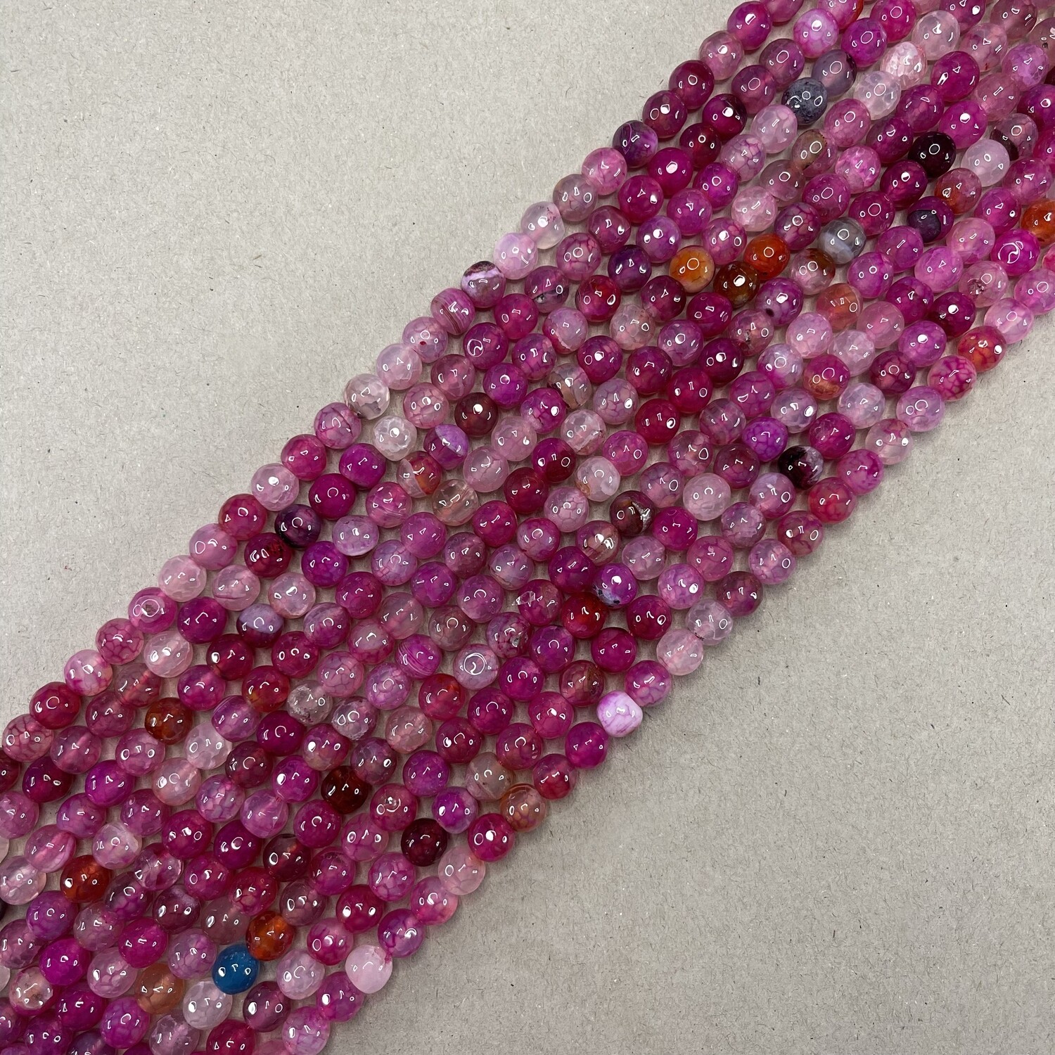 Piedra Natural Agata Redonda Facetada 8 mm Fucsia