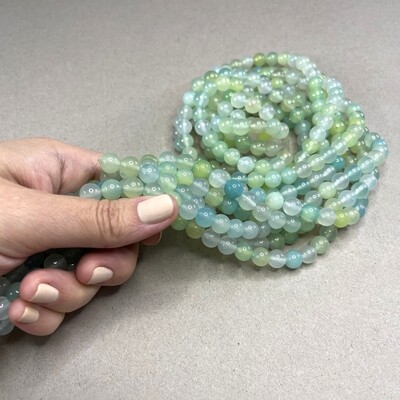 Piedra Natural Agata Redonda 8 mm Mix Verdes Pastel