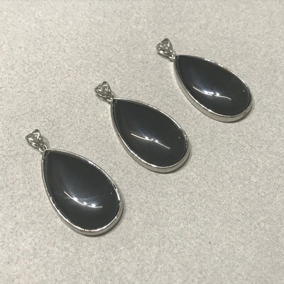 Dije de Piedra Natural Lágrima de Agata Negra 50 x 25 x 8 mm