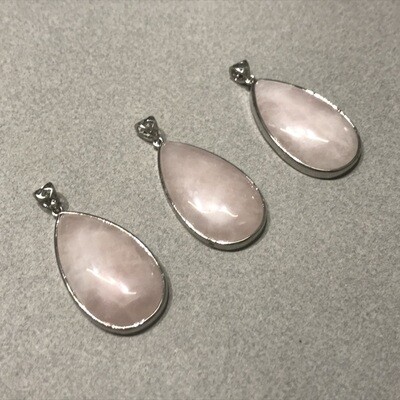 Dije de Piedra Natural Lágrima de Cuarzo Rosa 50 x 25 x 8 mm