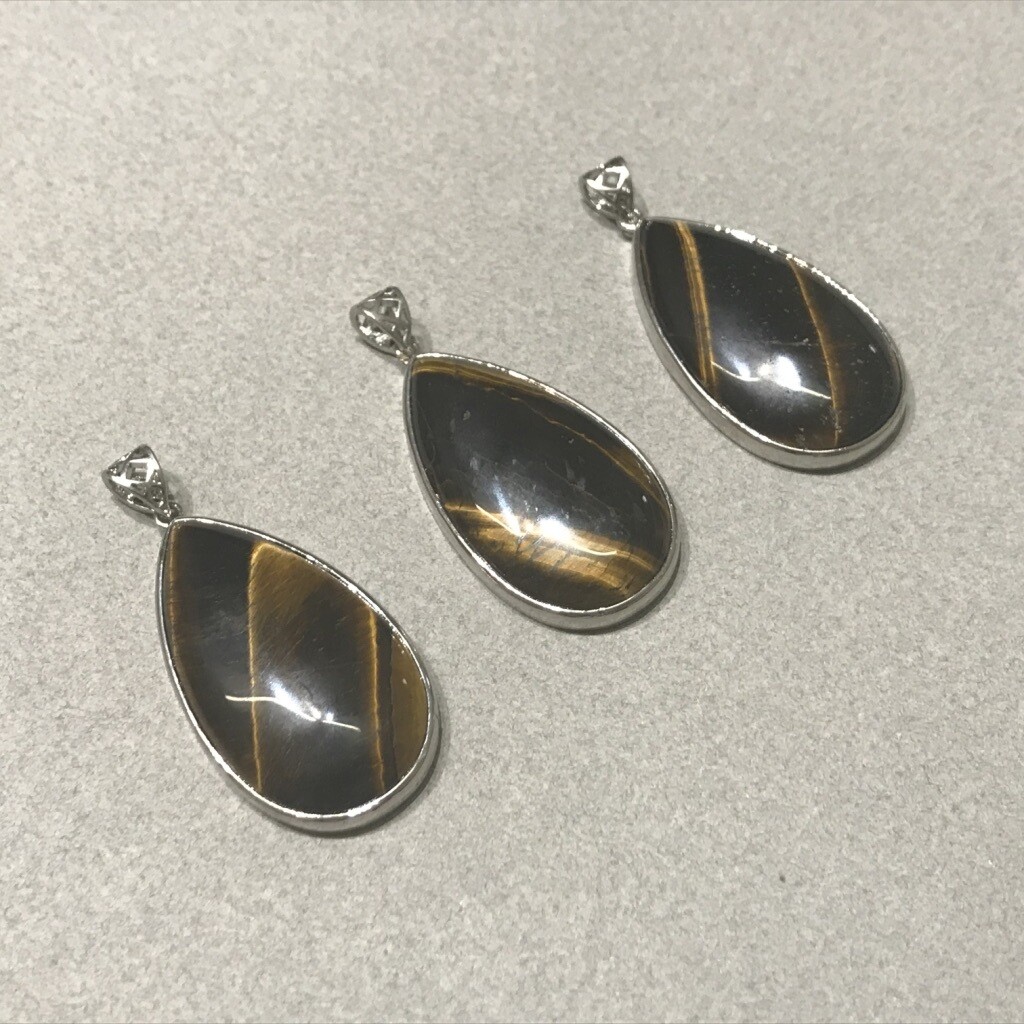 Dije de Piedra Natural Lágrima de Ojo de Tigre 50 x 25 x 8 mm