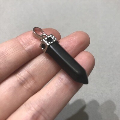 Dije de Piedra Natural Péndulo de Agata Negra 44 x 8 mm