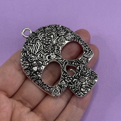 Dije de Metal Calabera Labrada 66 x 49 x 6 mm