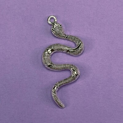 Dije de Metal Plateado Serpiente Labrada 53.5 x 25 x 3.5 mm