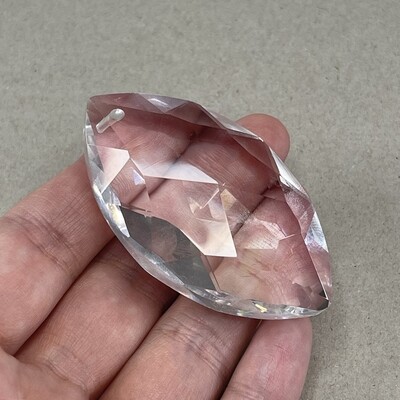 Dije de Cristal Hoja Facetada 62 x 36 x 20 mm Cristal