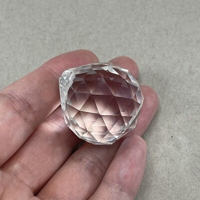 Dije de Cristal Redondo Facetado 34.5 x 32 mm Cristal