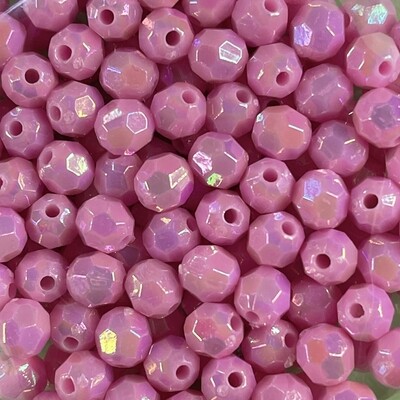 Acrílico Redondo Facetado Opaco AB 6 mm Rosa