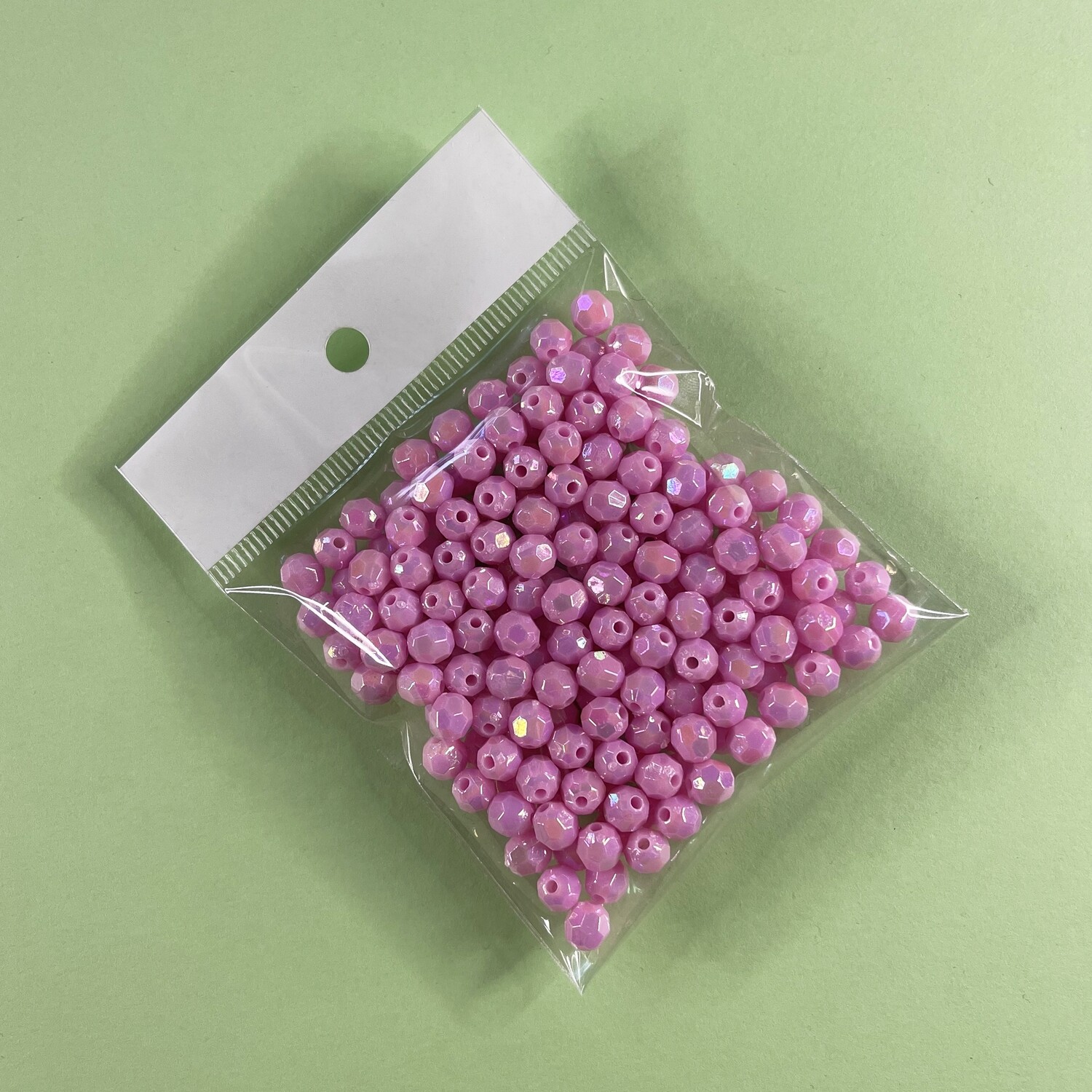 Acrílico Redondo Facetado Opaco AB 6 mm Rosa