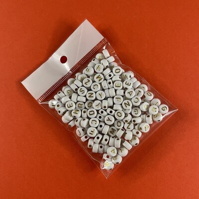 Acrílico Redondo Opaco 7 x 3.5 mm Blanco con Letras Doradas