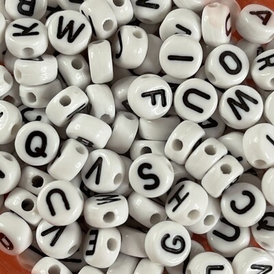 Acrílico Redondo Opaco 7 x 3.5 mm Blanco con Letras Negras