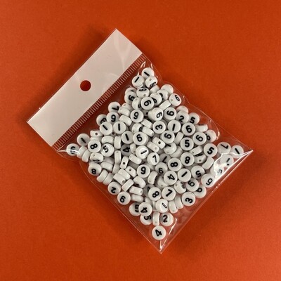 Acrílico Redondo Opaco 7 x 3.5 mm Blanco con Números Negros