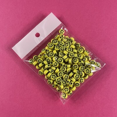 Acrílico Redondo Opaco 7 x 3.5 mm Amarillo con Caritas Negras