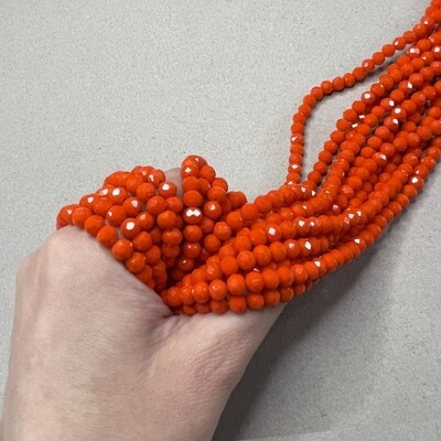 Cristal Dona Facetada Opaco 6 x 4 mm Naranja Intenso