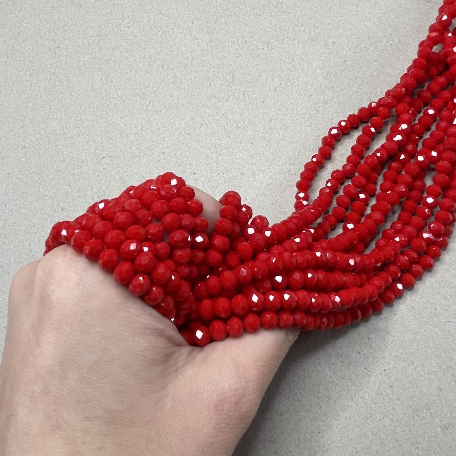 Cristal Dona Facetada Opaco 6 x 4 mm Rojo
