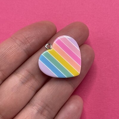 Dije Acrílico Corazón Opaco 25 x 25 x 4 mm Colores Pasteles