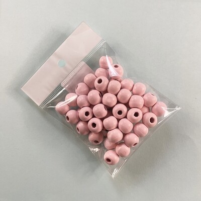 Cuentas de Madera Natural Pintadas 10 mm Rosa
