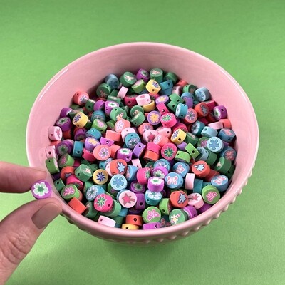 Fimo Cuentas Redondas Chatas Flores Primavera 10 mm